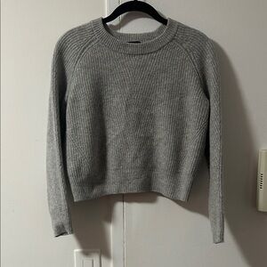 Aqua Light Gray Ribbed Crewneck Sweater